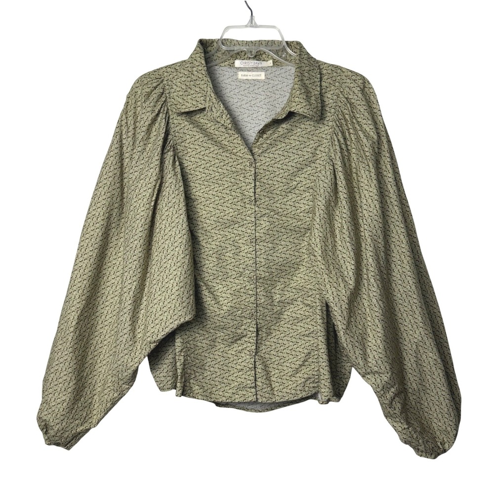 Christy Dawn The Darian Blouse in Geo Ditsy Sage Large Farm to Closet